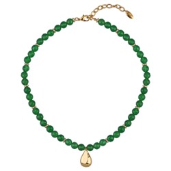 Колье Селена (агат зеленый; покрытие золото) 46-52см, Есть комплект