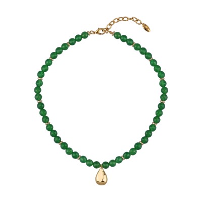 Колье Селена (агат зеленый; покрытие золото) 46-52см, Есть комплект