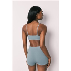 Top triangular canalé sin costuras azul