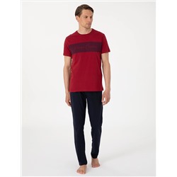 Bordo Kısakol Pijama Takımı