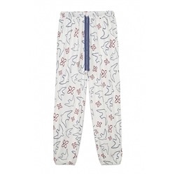 Pantalón largo blanco estampado pájaros