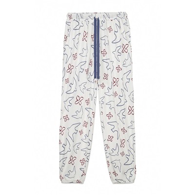 Pantalón largo blanco estampado pájaros