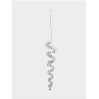 Игрушка елочная, 15 см, 2 шт, стекло, серебристая, Сосулька, New year