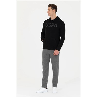 Erkek Siyah Kapüşonlu Basic Sweatshirt