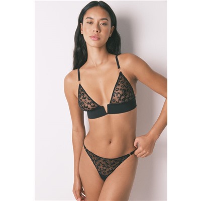 Tanga tul bordado metálico negro