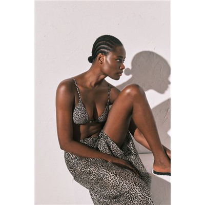 Top bikini triangular animal print