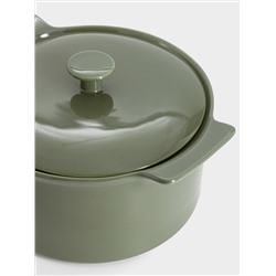 Кастрюля, 3 л, с крышкой, фарфор P, серо-зеленая, Indulgence