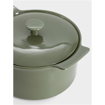 Кастрюля, 3 л, с крышкой, фарфор P, серо-зеленая, Indulgence