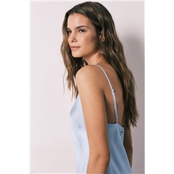 Camisón midi tirantes satén azul