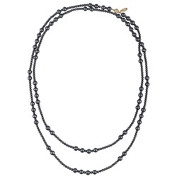 Колье Роса (Майорка темно-серая 6-10мм; покрытие золото) 155см, Есть комплект