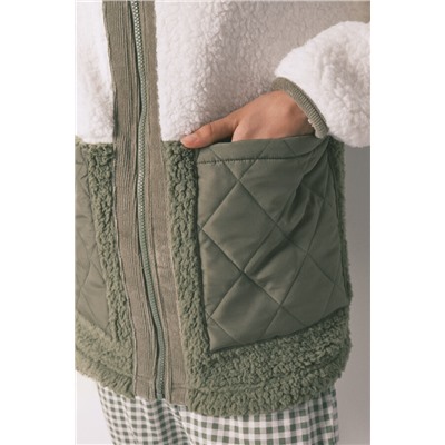 Bata midi borreguito block verde