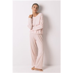 Pijama largo canalé perchado lila
