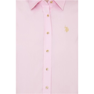 Kadın Pudra Uzun Kollu Basic Gömlek