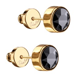 Пусеты Теннис (кристаллы SW гематит 6мм; покрытие золото), Есть комплект