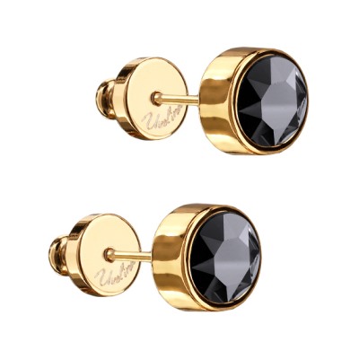 Пусеты Теннис (кристаллы SW гематит 6мм; покрытие золото), Есть комплект