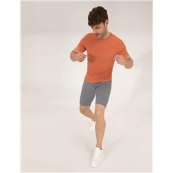 Kahverengi Slim Fit Dokulu Bisiklet Yaka Tişört