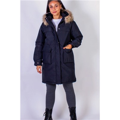 Зимняя парка удлиненная, с капюшоном натуральный мех арт. 619