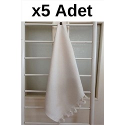 Melis Home, 5 Adet Peşkir, Peştemal Baş Havlusu, 50x90, Pamuk, Naturel
