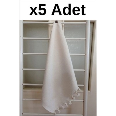 Melis Home, 5 Adet Peşkir, Peştemal Baş Havlusu, 50x90, Pamuk, Naturel