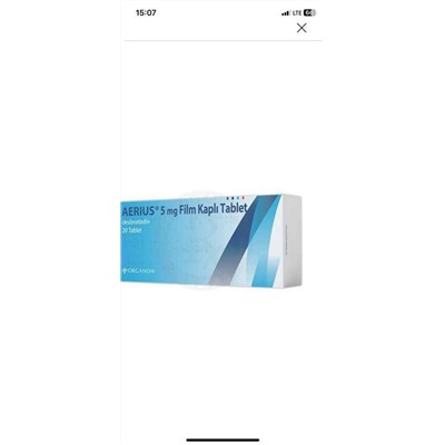AERIUS° 5 mg Film Kaplı Tablet desloratadin 20 Tablet
