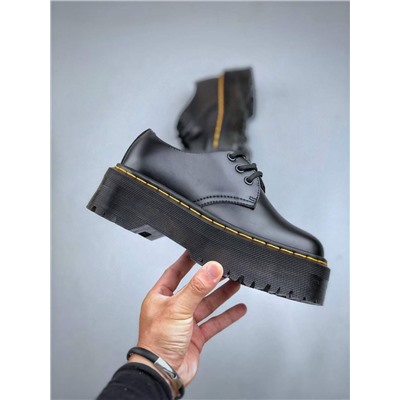 Ботинки Dr. Martens Martin 1461 с тремя отверстиями и низким вырезом на подошве из твердой кожи черного цвета