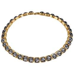 Колье Теннис (кристаллы SW темно-серые 8мм; покрытие золото) 37-40см, Есть комплект