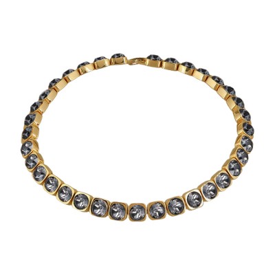 Колье Теннис (кристаллы SW темно-серые 8мм; покрытие золото) 37-40см, Есть комплект