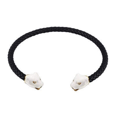 Чокер Пантера (эмаль белая, кристаллы SW белые; покрытие золото), Есть комплект