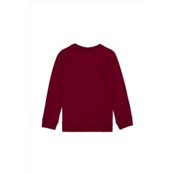 Çocuk Bordo Basic Bisiklet Yaka Sweatshirt