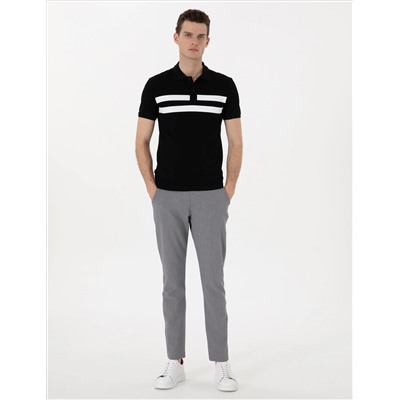 Gri Slim Fit Gofre Kanvas Pantolon