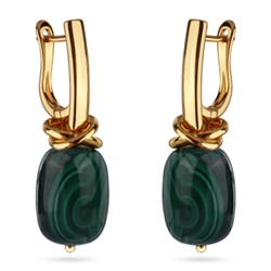Серьги Терра (малахит 12х16мм; покрытие золото), Есть комплект