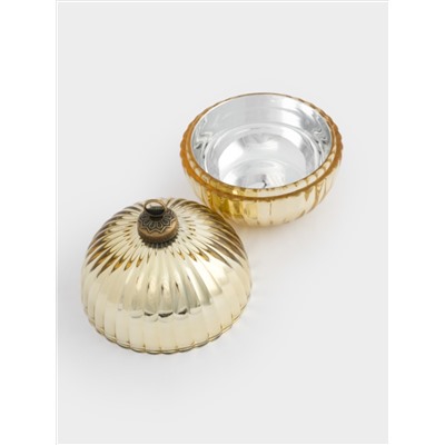 Емкость для хранения, 13х11 см, 180 мл, стекло/металл, шампань, Шар, Сhristmas time