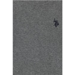 Erkek Çocuk Gri Melanj Basic Bisiklet Yaka Kazak