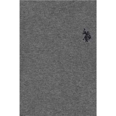 Erkek Çocuk Gri Melanj Basic Bisiklet Yaka Kazak