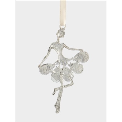Игрушка елочная, 8 см, металл, серебристая, Балерина, Event