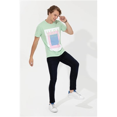 Erkek Mint Bisiklet Yaka Tişört