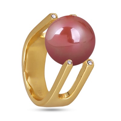 Кольцо (Майорка 14мм коралл; покрытие золото), Есть комплект