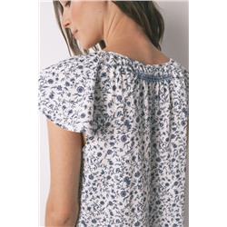 Camisón corto flores kaki oscuro