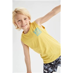 Erkek Çocuk Oversize Fit Bisiklet Yaka Pamuklu Penye Atlet