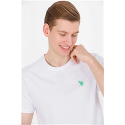 Erkek Beyaz Bisiklet Yaka Tişört