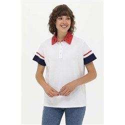 Kadın Beyaz Polo Yaka Tişört