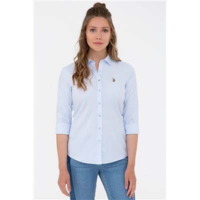 Kadın Açık Mavi Uzun Kollu Basic Gömlek