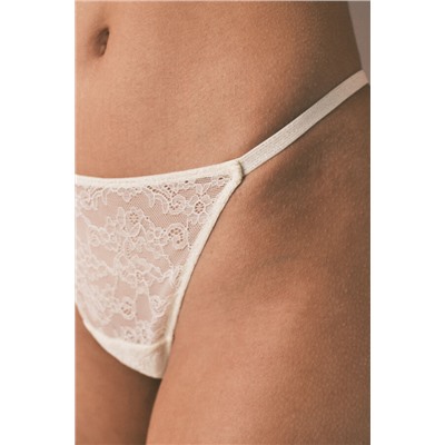 Tanga encaje floral amarillo