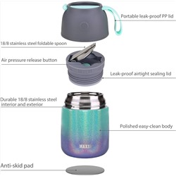 Insulated Thermo Soup Jar for Kids & Adults, 17 oz Stainless Steel Thermal Food Container with Spoon, Triple Layer Insulation (Rainbow)