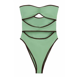 Bañador bandeau aberturas frontales verde