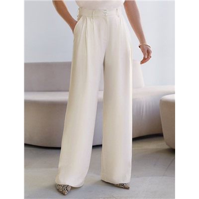 Брюки палаццо с защипами из плотного лиоцелла