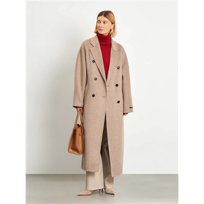 Двубортное пальто из шерсти, R133/toffees