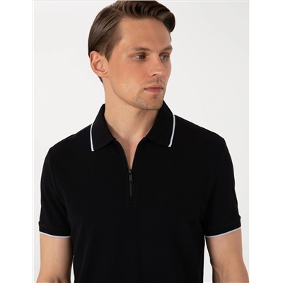 Siyah Slim Fit Polo Yaka Tişört