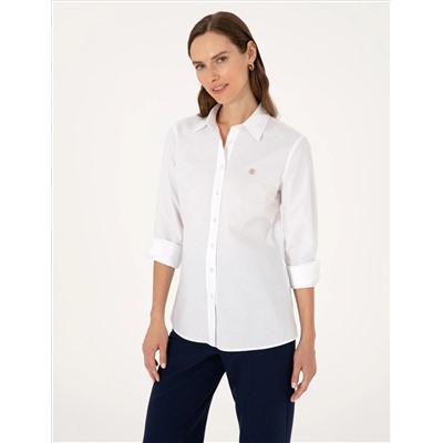 Beyaz Slim Fit Uzun Kollu Gömlek
