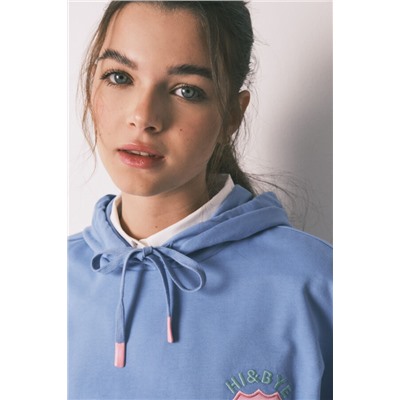 Sudadera capucha felpa algodón azul